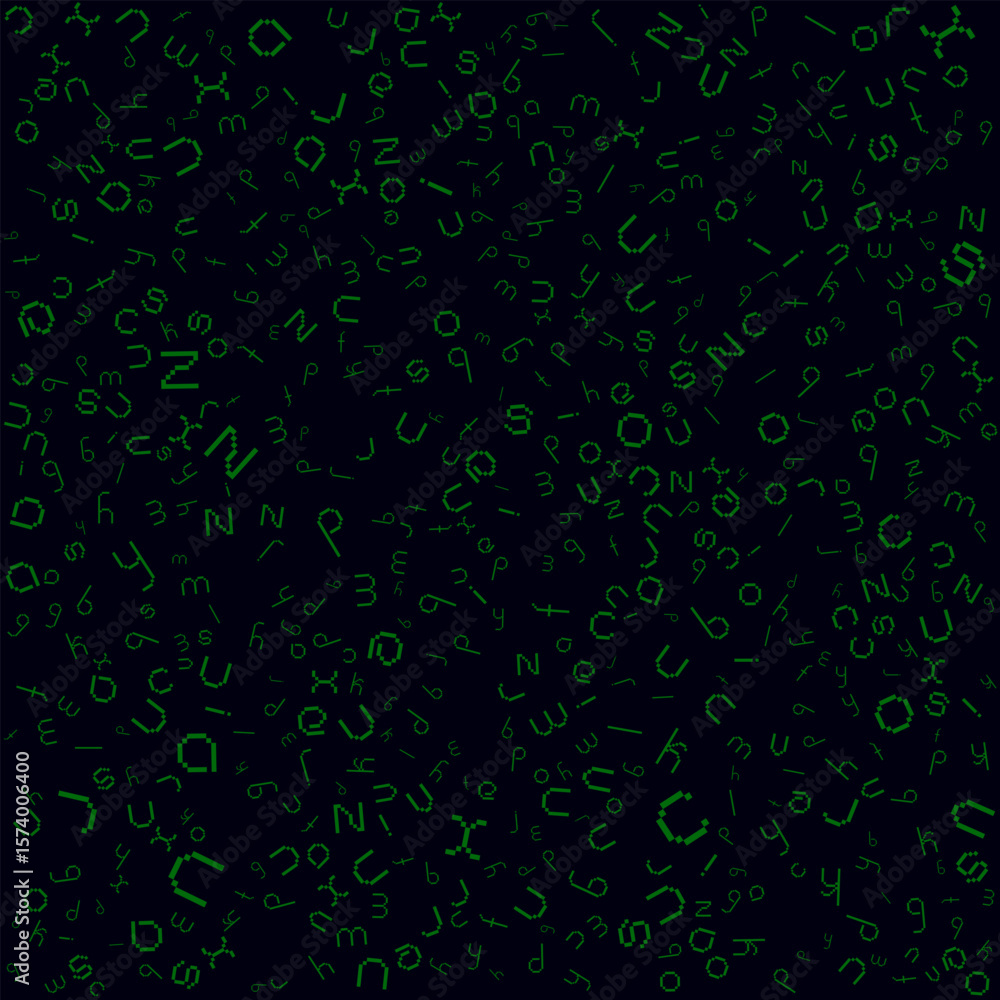 Aufkleber pixel pattern made of scattered letters in minimalist style. retro digital texture for backgrounds a