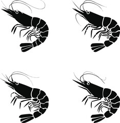 
Black Shrimp Silhouettes - Vector Icons