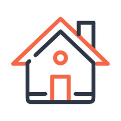Modern House Icon with Bold Lines and Contrasting Colors on a Black Background