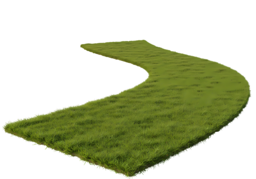 Curving Path of Lush Green Grass A Visual Metaphor for Lifes Journey isolated on transparent background - Powered by Adobe
