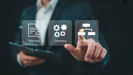 Standard operating procedure is selected by business executive using digital interface