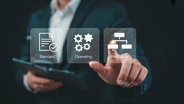 Standard operating procedure is selected by business executive using digital interface