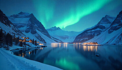 city made entirely of crystals, reflecting northern lights, surreal concept art
