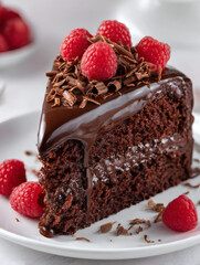 Chocolate Raspberry Cake Slice Dessert. (1)