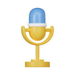 Microphone 3D icon isolated on transparent background, 3D render