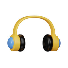 Headphone 3D icon isolated on transparent background, 3D render