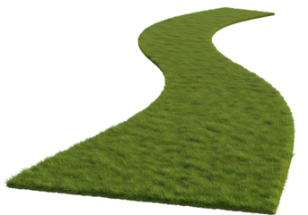 A Winding Path of Lush Green Turf isolated on transparent background