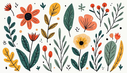 Luxury floral botanical on background vector. Elegant gold line wallpaper flowers, leaves, foliage, branches in hand drawnBeautiful spring meadow, colorful flowers and grass border vector illustration © Sherry 3D