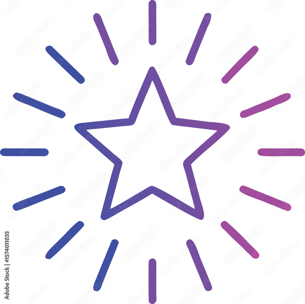 Poster clean vector graphic of a detailed five pointed star with vibrant color options and classic typograp