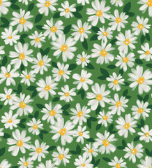 Seamless hand-drawn daisy pattern. Design for fashion textiles, fabric, print, graphics, backgrounds and crafts.