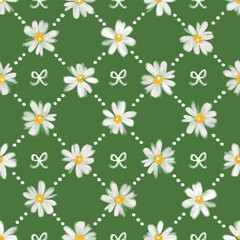 Cute seamless hand-drawn daisy pattern. Design for fashion textiles, fabric, print, graphics, backgrounds and crafts.