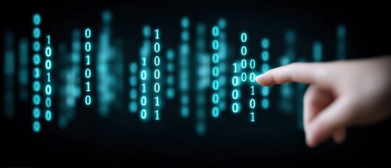 Exploring digital data manipulation virtual environment technology concept cyber space close-up information processing