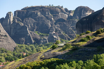 The monastery in the Meteora mountains