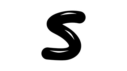 Spiral shape of the letter S, black isolated silhouette