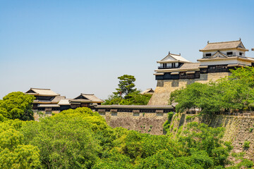 Traditional Japanese Castle Structures Overlooking Matsuyama City