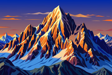 Dolomite mountain landscape vector, snow-covered peaks at sunset, Trentino-Alto Adige Italy, scenic alpine view, winter nature, dramatic sky, travel destination, peaceful outdoor scene