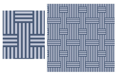 Structured seamless geometric pattern featuring stripe weave elements in sophisticated blue shades, ideal for menswear shirts, polo tees, home textiles, wallpapers, and contemporary surface pattern 