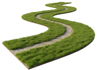 Winding Path Through Verdant Meadows isolated on transparent background