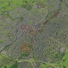 3D illustration of city and urban in Rennes France