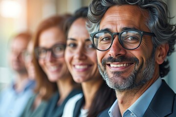 Obraz premium Creating a diverse collage of faces by blending business professionals from different industries