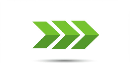 Three overlapping green arrows pointing right on a white background.