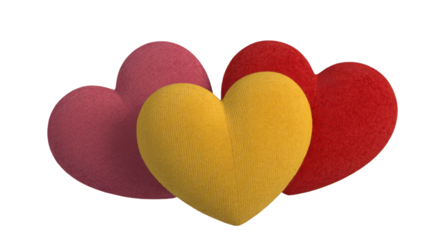 Textured hearts arrangement isolated on a transparent background love romance