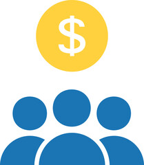 Crowdfunding Icon with People and Dollar Symbol