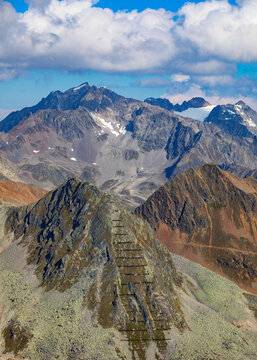 Avalanche barrier seen from Gaislachkogel mountain