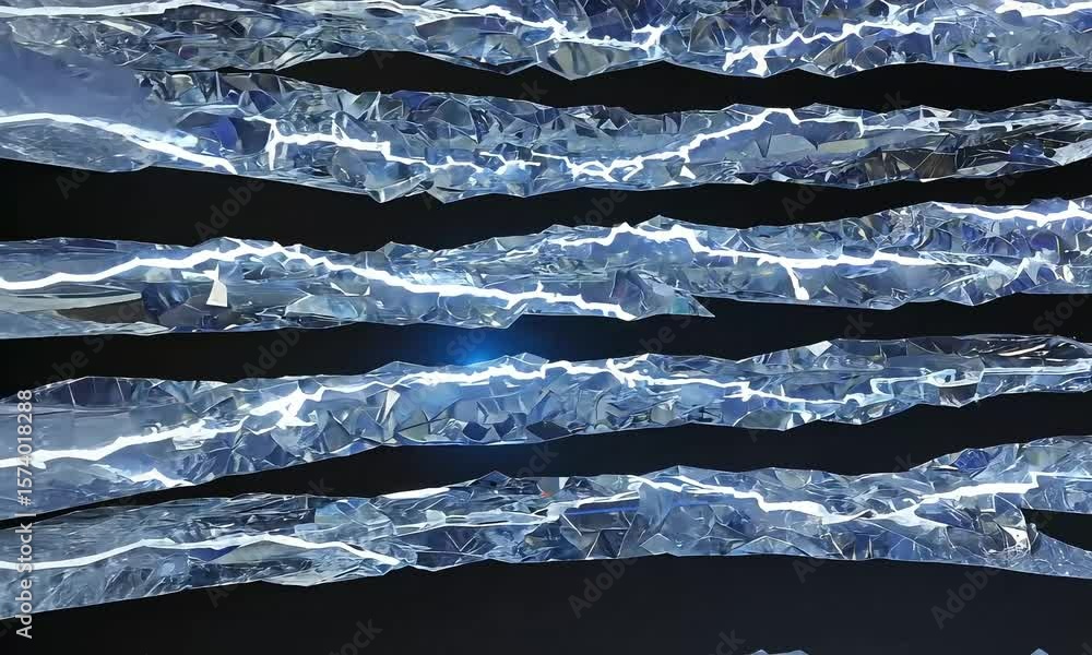 Poster abstract background of shiny crystal formations with bright light between layers