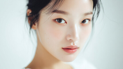 Naklejka premium Stunning Asian Woman Portrait: Beauty, Skincare, and Fashion Photography