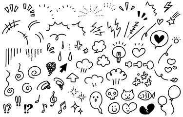 Handwritten emotional expression symbol icon set  (monochrome)
