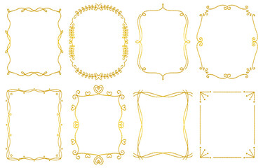 Hand-drawn Gold Decorative Frames Set (vector)