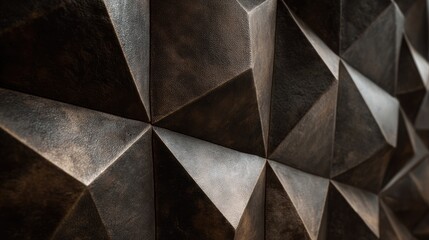 Exquisite dark brown leather wall panels with geometric textures.