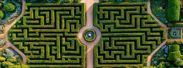 A large garden with patterns