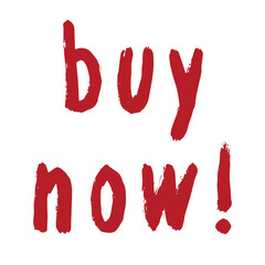 Buy now lettering Handwritten word Modern brush calligraphy Template for marketing ad, print, web, banner, poster, flyer Ink illustration