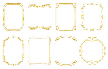 Hand-drawn Gold Decorative Frames Set (vector)