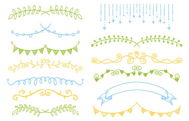 Hand-drawn Garland and Decorative Line Elements (colorful)