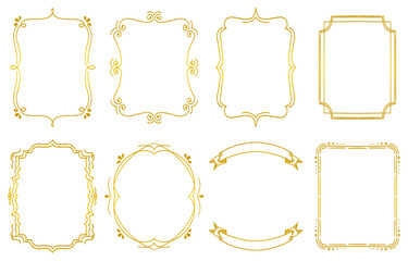 Hand-drawn Gold Decorative Frames Set (vector)