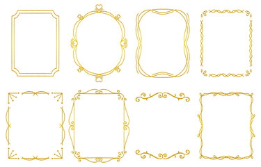 Hand-drawn Gold Decorative Frames Set (vector)