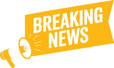 Announce breaking news or important updates with this dynamic megaphone and banner graphic