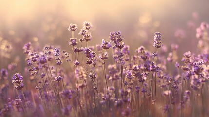 Lavender field bathed in golden sunrise light (1)