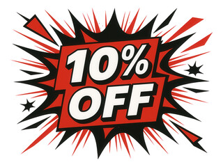 Fototapeta premium Red and black comic-style burst sticker with 