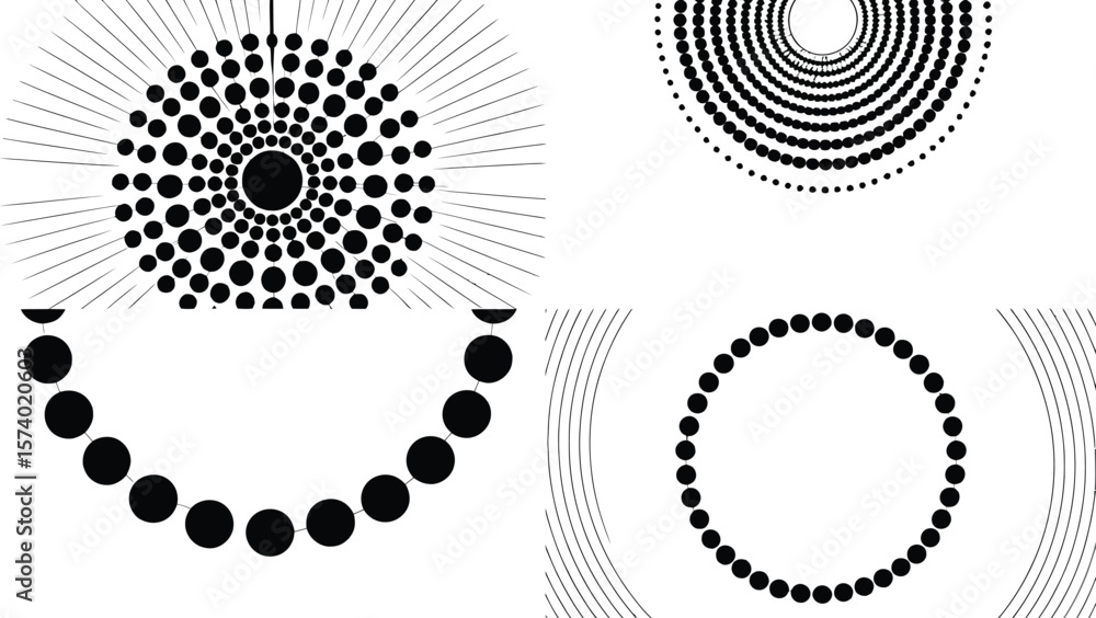 Poster abstract image featuring circles and lines in a geometric arrangement on a light gray background