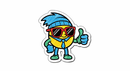 Cool Cartoon Fruit Character in a Stylish Outfit.