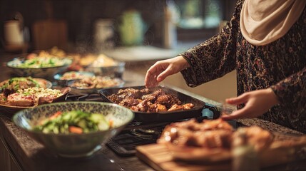 Halal food cooked in the kitchen