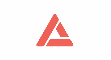 Modern Geometric Coral Triangle Logo with Rounded Corners on White Background.