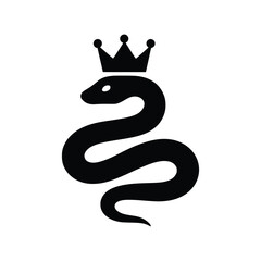 Minimalist Snake with Crown Silhouette Vector