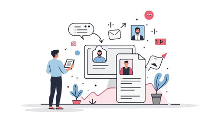 Creative flat design for web banner, marketing material, business presentation, online advertising.vWebsite construction, web design concept illustration in flat style. People working on website.