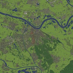 3D illustration of city and urban in Nijmegen Netherlands