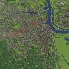 3D illustration of city and urban in Nijmegen Netherlands